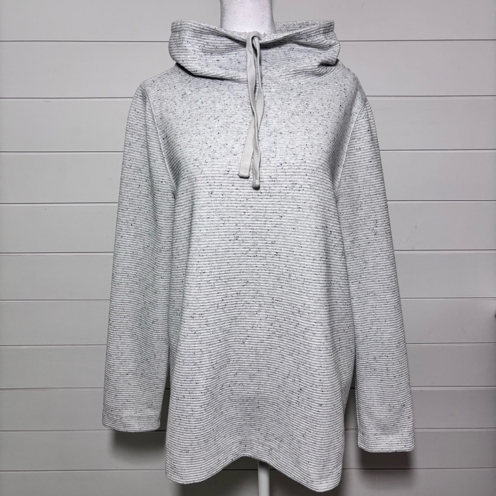Talbots Light Gray Speckled Hooded Pullover Sweatshirt